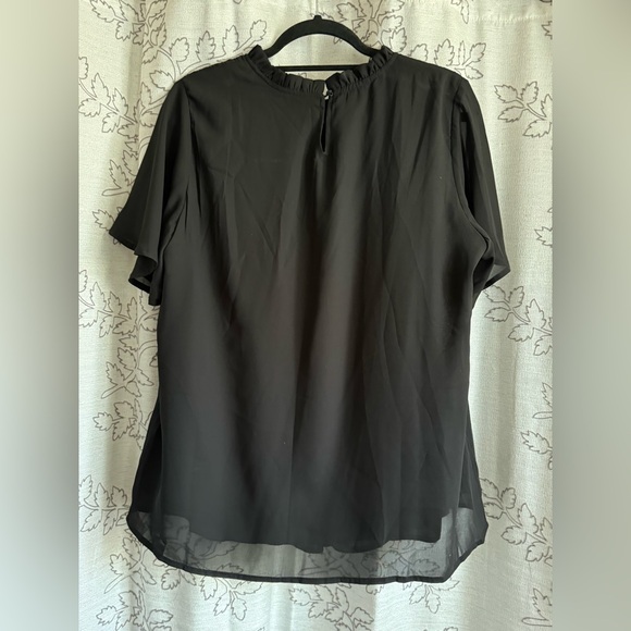 NWT-BloomChic Anti-Wrinkle Shirred Ruffle Sleeve Mesh Frill Trim Blouse Sz 12/Lg - Picture 15 of 15